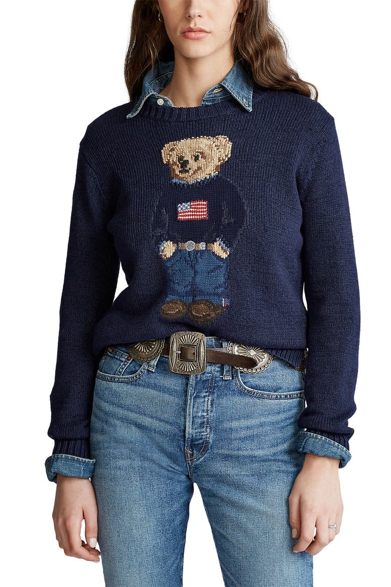 Bear Sweater, Main, color, NAVY MU
