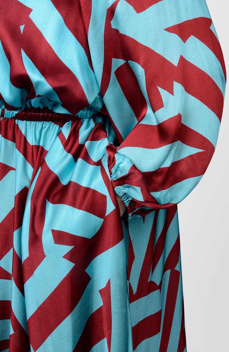 MAYES NYC Edwina Off the Shoulder Long Sleeve Dress, Alternate, color, Circle Stripes