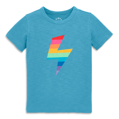 Primary Kids Rainbow Bolt Tee In Storm Bolt