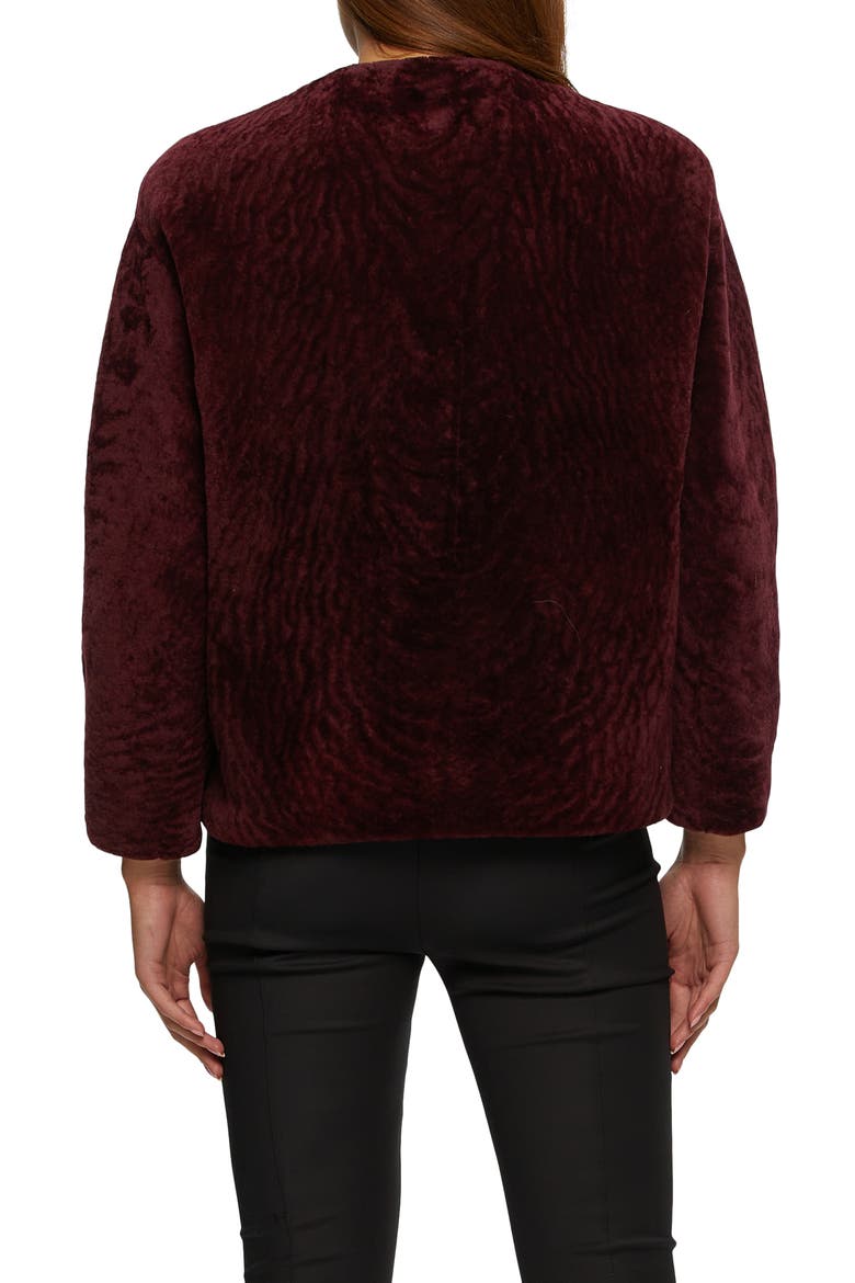 Textured Genuine Shearling Jacket, Alternate, color, MERLOT