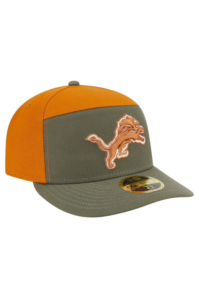 Men's New Era Olive/Brown Detroit Lions Two-Tone Color Pack Split Panel 59FIFTY Fitted Hat, Alternate, color, Olive