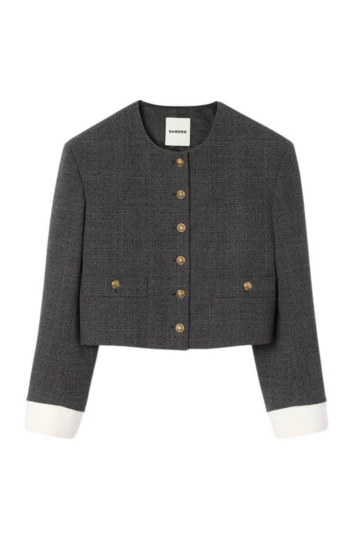 Sandro Rhinestone Tailored Jacket In Blue