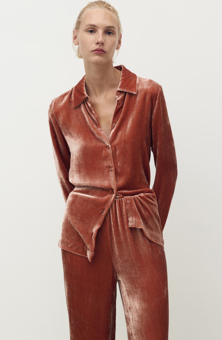 MANGO Velvet Lounge Pants, Alternate, color, Burnt Orange