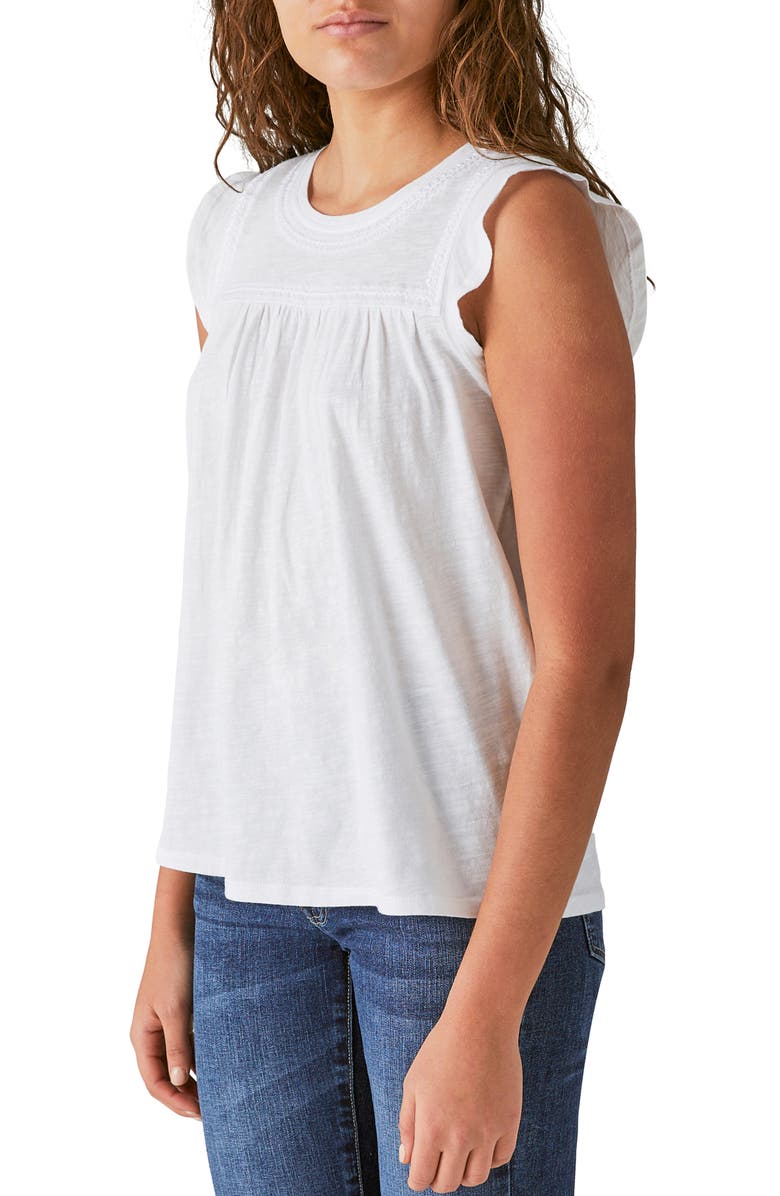 Lucky Brand Embroidered Cotton Slub Tee, Alternate, color, Lucky White