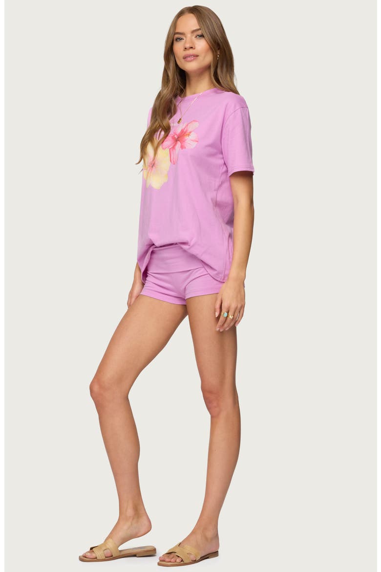 Fleur Foldover Shorts, Alternate, color, PINK