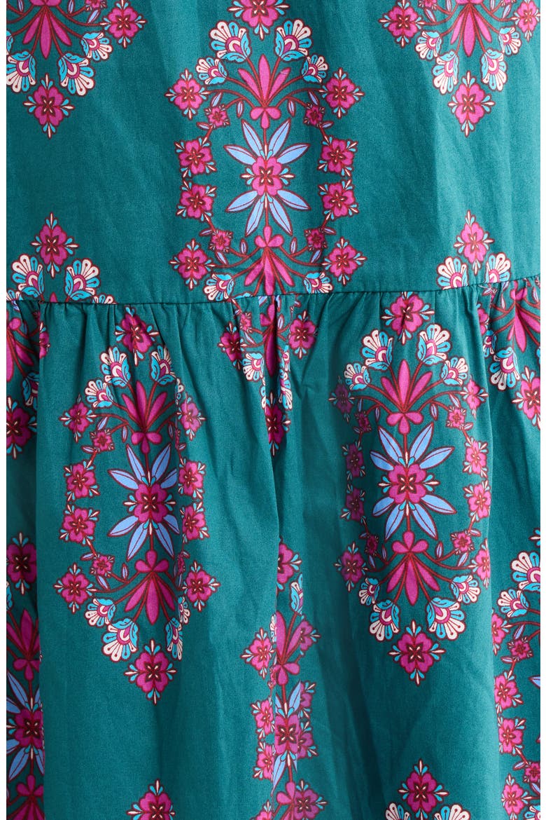 Wynette Tiered Cotton Midi Dress, Alternate, color, TEAL-PINK