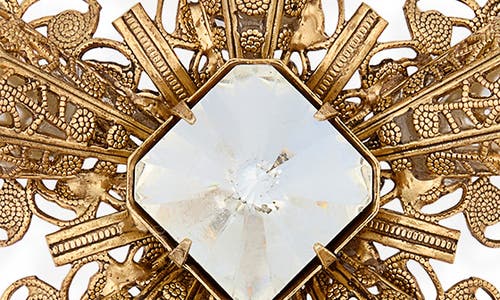Kenneth Jay Lane Crystal & Faux Pearl Flower Pin In Gold