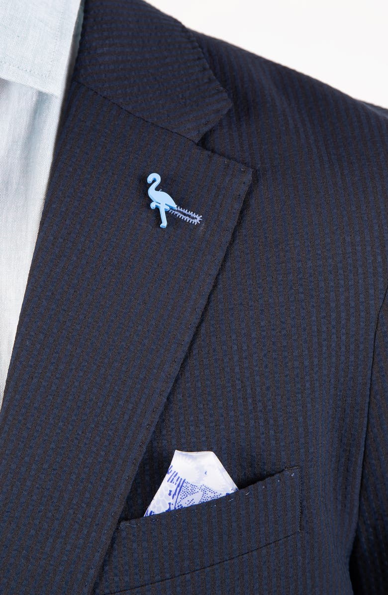 TailorByrd Textured Stripe Seersucker Sport Coat, Alternate, color, Navy