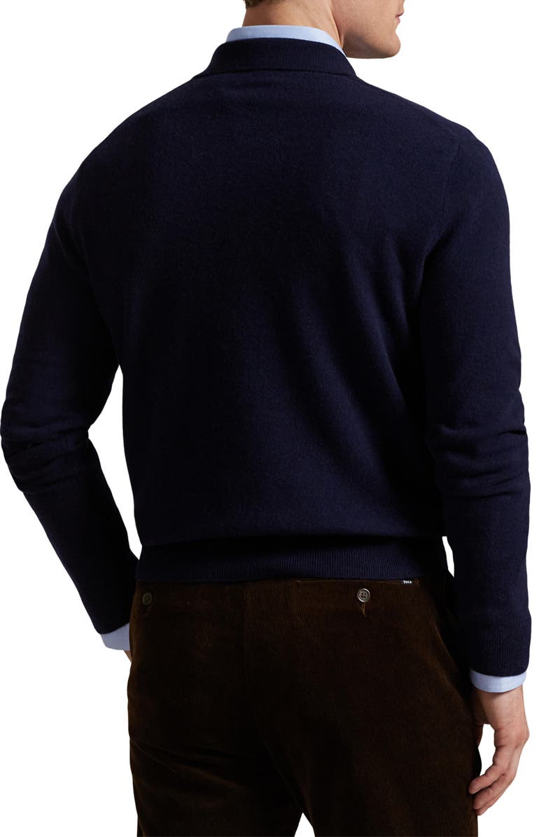Polo Ralph Lauren Regular Fit Wool Johnny Collar Sweater, Alternate, color, Hunter Navy