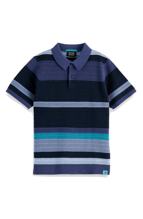 Kids
 Stripe Textured Polo (Big Kid)