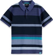Scotch & Soda Kids' Stripe Textured Polo
