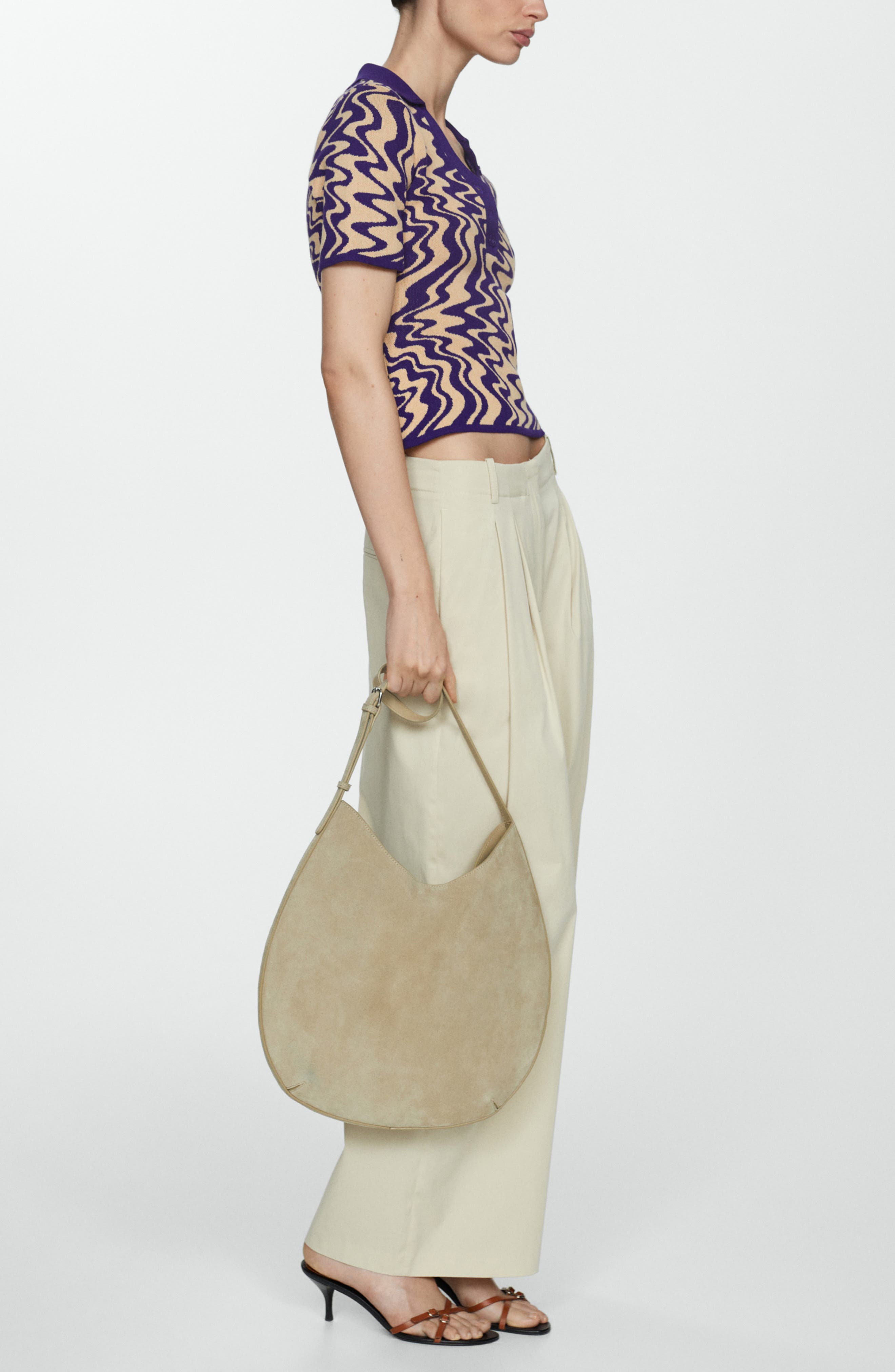 MANGO Wavy Short Sleeve Polo Sweater (Women) | Nordstrom