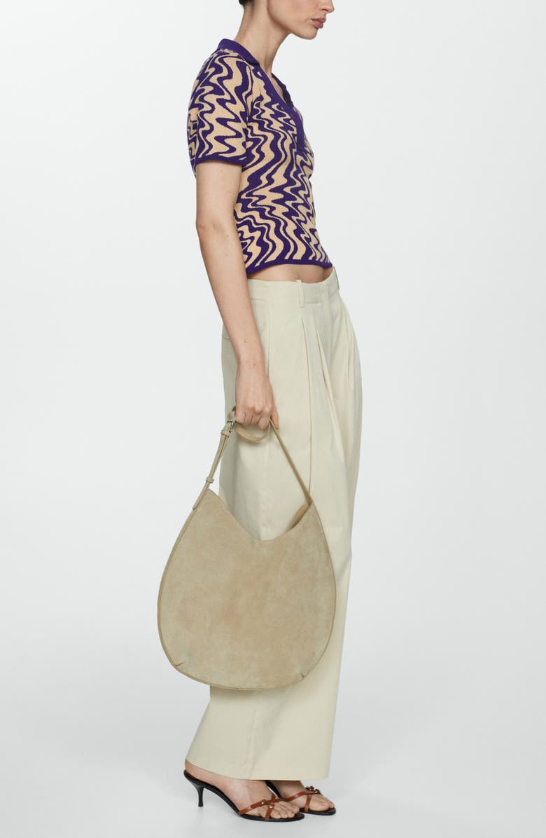 MANGO Wavy Short Sleeve Polo Sweater, Alternate, color,