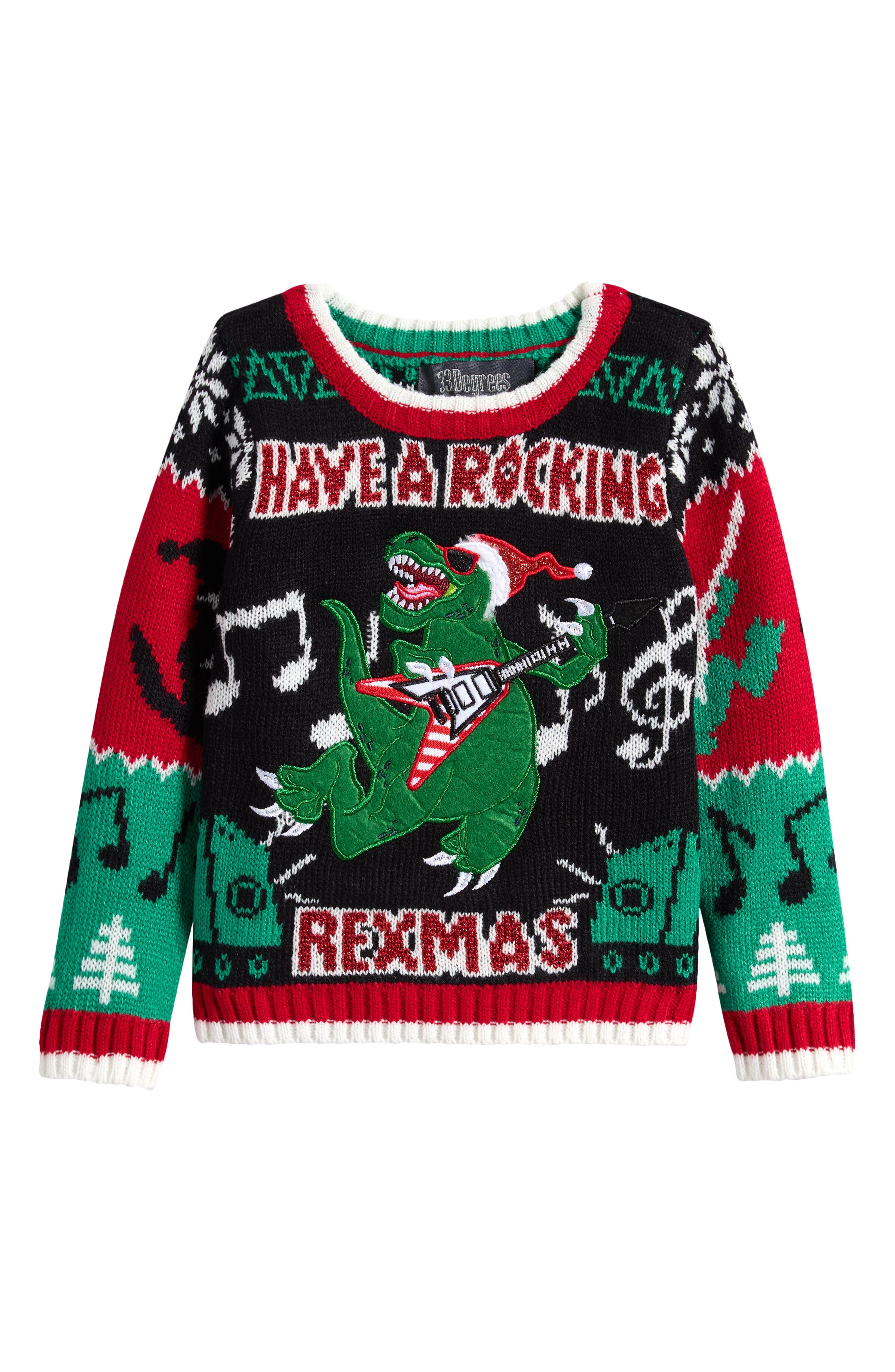 33 DEGREES Kids' Xmas Rockin' Rexmas Holiday Sweater