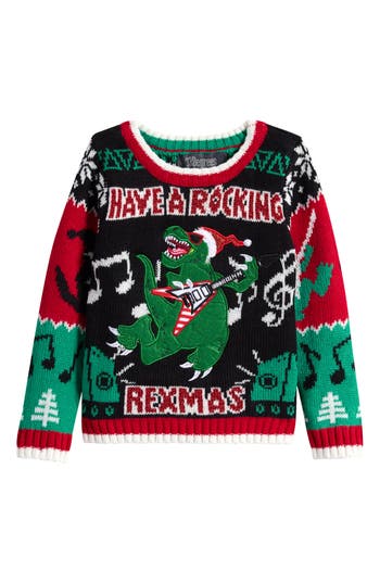 33 Degrees Kids' Xmas Rockin' Rexmas Holiday Sweater In Multi