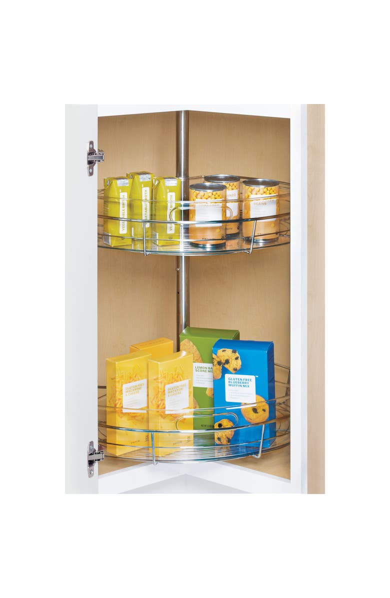 Linus Lazy Susan 1/4 Wedge Bin with Handle, Set of 4, Clear, Made in USA, Alternate, color, Clear