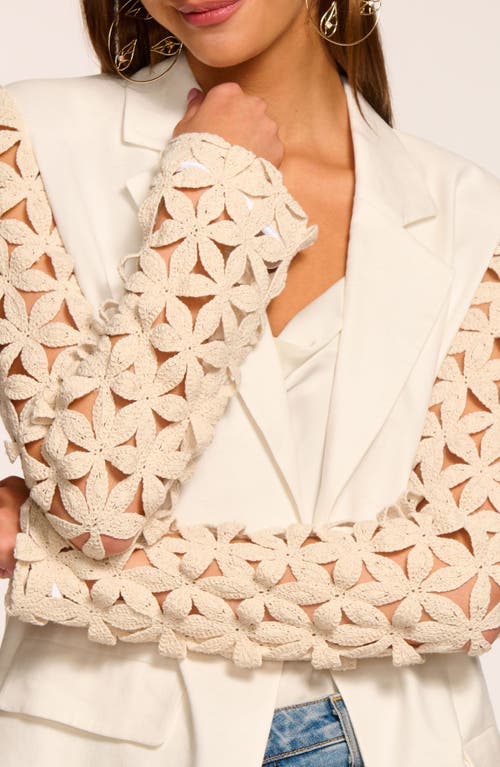Ramy Brook Kelsey Cutout Sleeve Linen Blend Blazer In White Floral