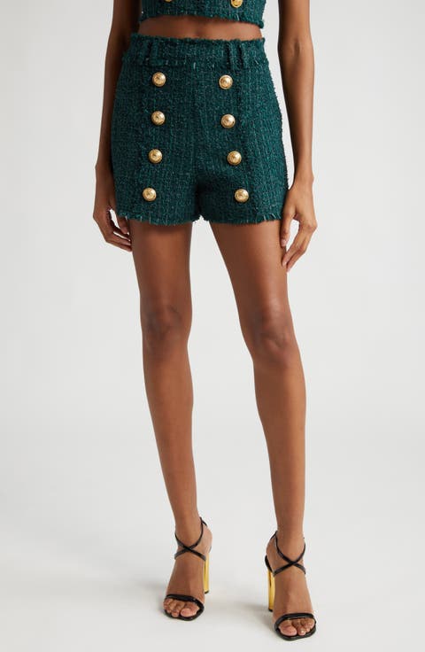 8-Button Tweed Shorts