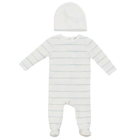 Raised Stripe Snap Front Matching Hat Romper
