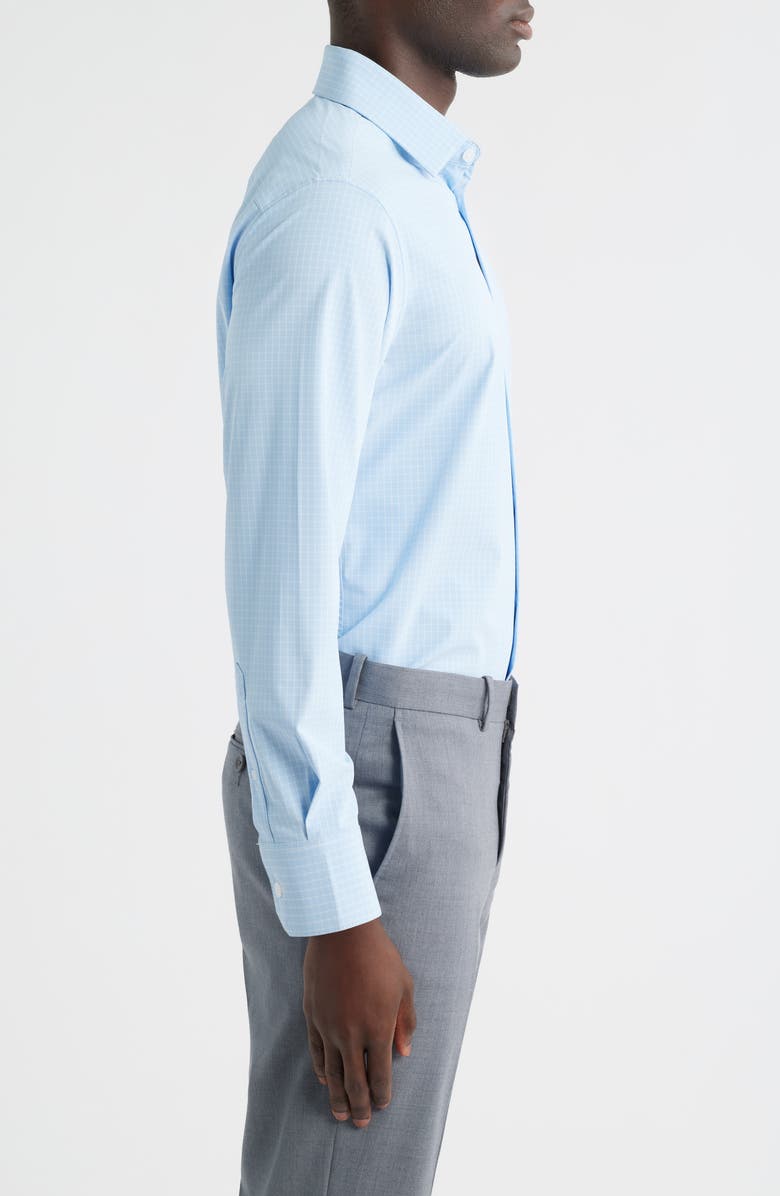 Mizzen+Main Leeward Trim Fit Grid Performance Button-Up Shirt, Alternate, color, Cloud Blue Mini Grid