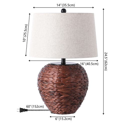 Jonathan Y Alaro 24.5" Banana Leaf Basket Led Table Lamp In Dark Brown