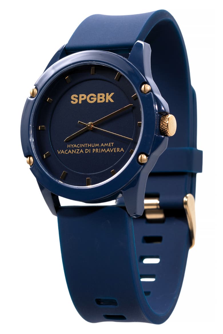 Smith Silicone Strap Watch, 44mm, Main, color, NAVY/GOLD