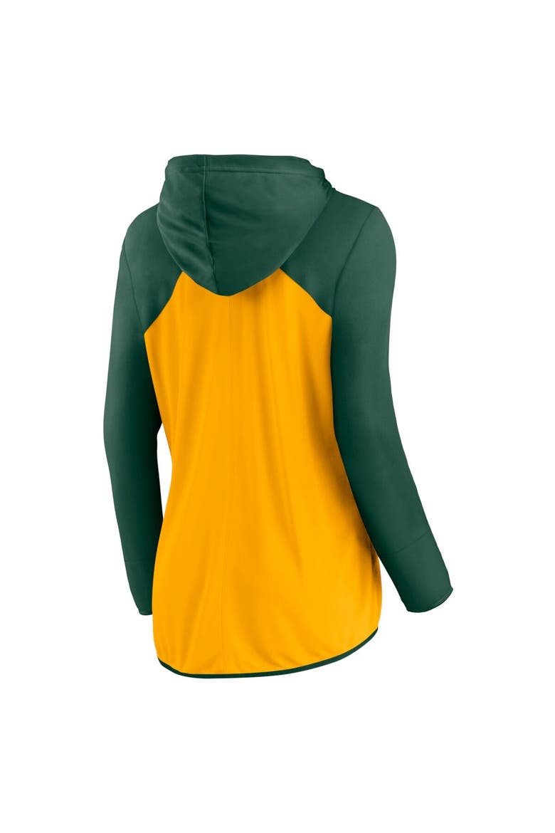 Women's Fanatics Gold/Green Green Bay Packers Script Full-Zip Hoodie, Alternate, color, Gold
