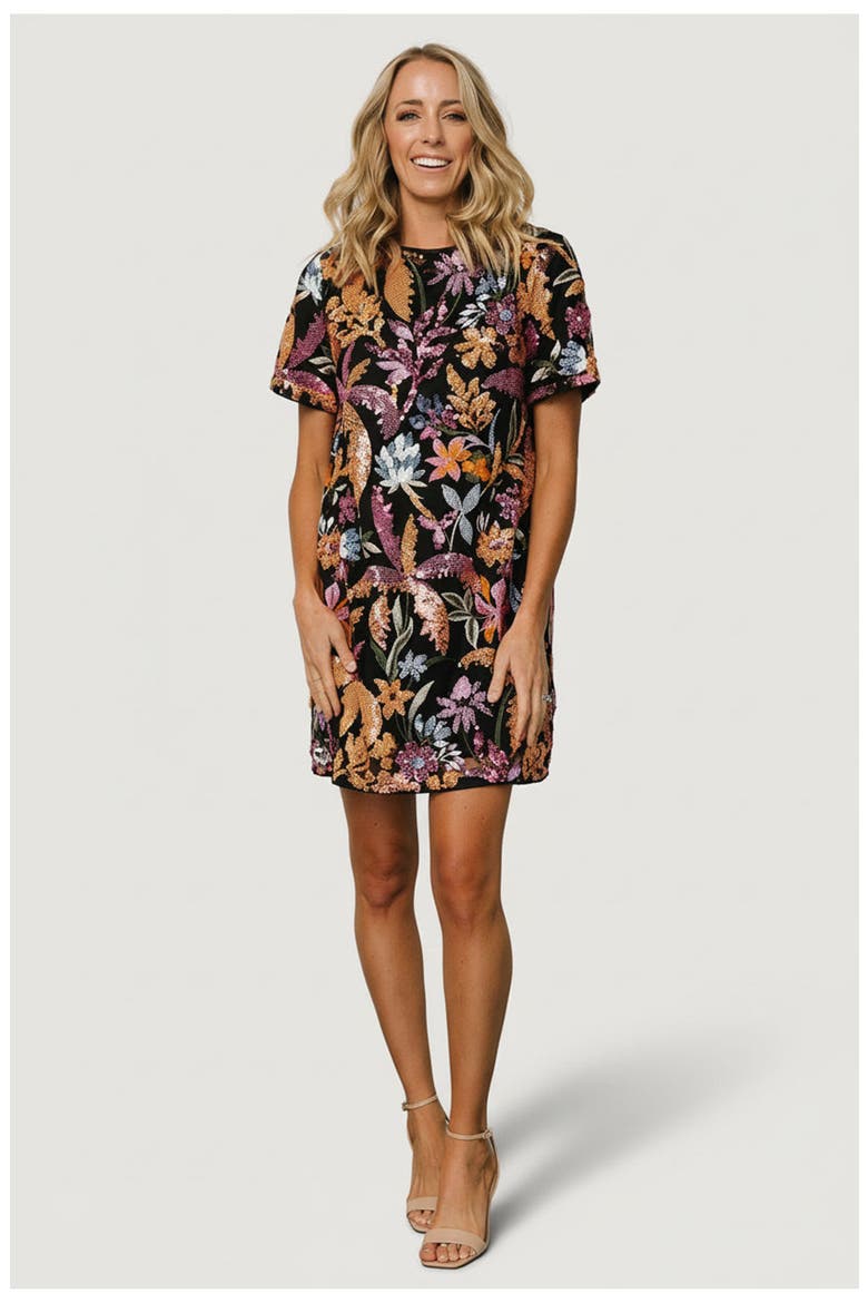 Patricia Sequin Short Dress, Main, color, Black