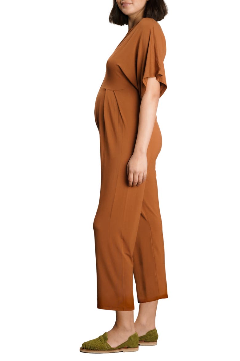 Filipa Maternity & Nursing Jumpsuit, Alternate, color, CARAMEL
