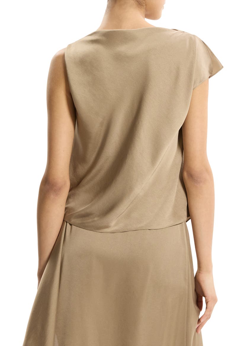 Cowl Neck Single Short Sleeve Satin Top, Alternate, color, MOCHA TAUPE