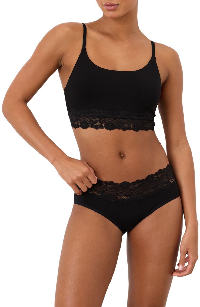 Pact Lace Modern Scoop Bralette Made With Organic Cotton, Alternate, color, Black