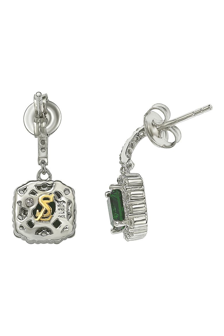 Emerald & CZ Drop Earrings, Alternate, color, GREEN