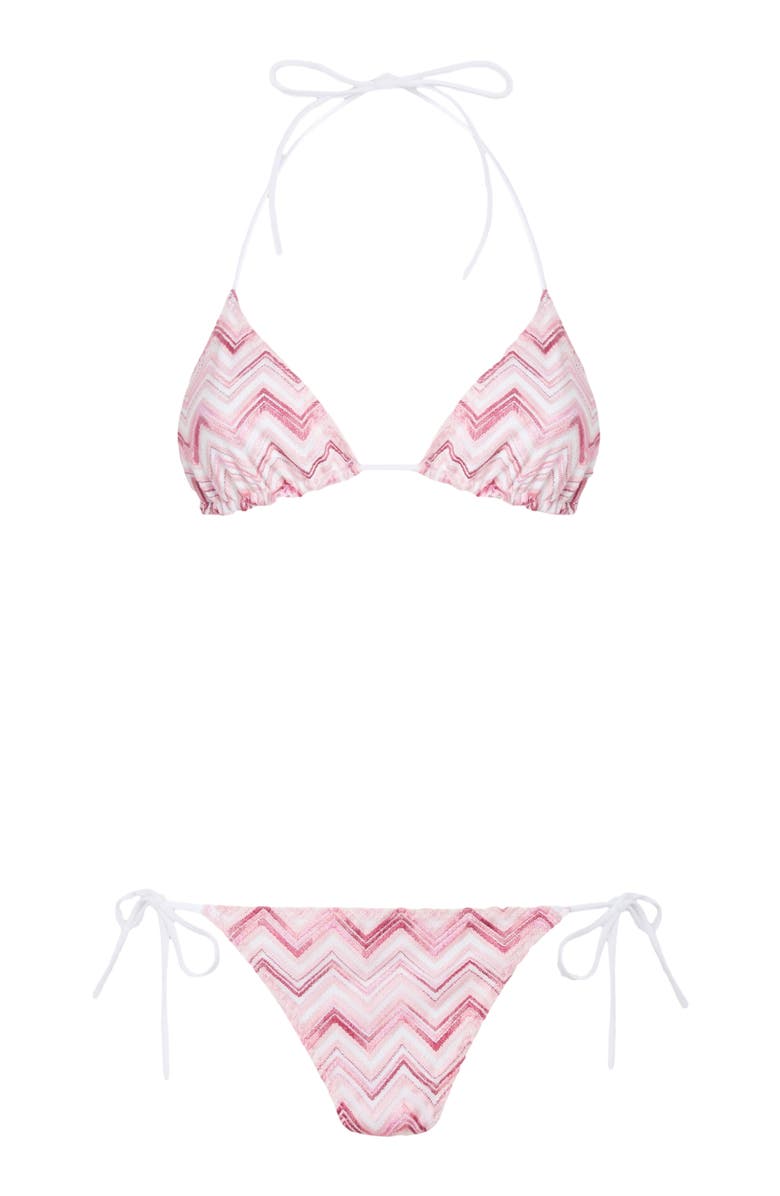 Missoni Slub Zigzag Viscose Blend Bikini, Alternate, color, White & Pink