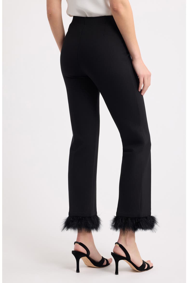 Feather Detail Ankle Pants, Alternate, color, ANNE BLACK
