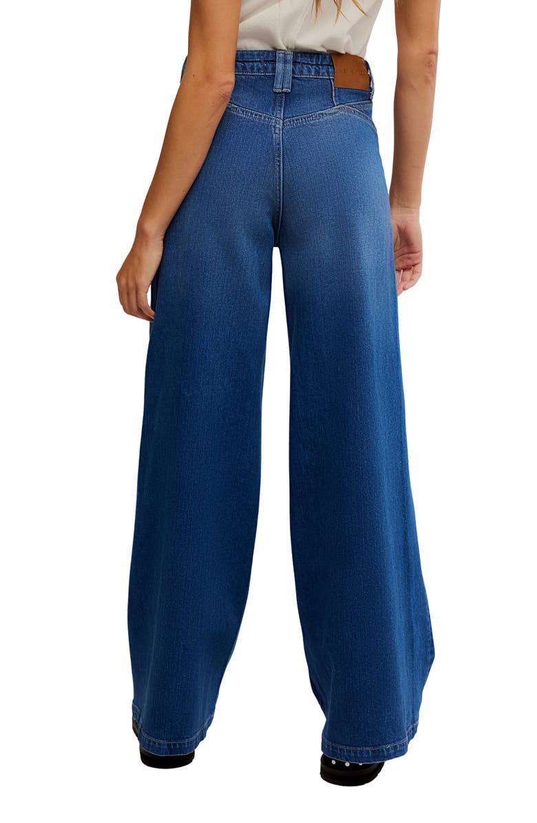 Free People Kellee High Waist Wide Leg Palazzo Jeans, Alternate, color, Blue Night