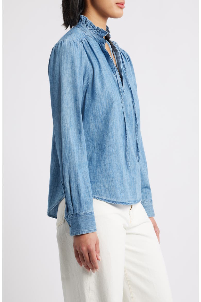 Ruffle Chambray Top, Alternate, color, MEDIUM WASH