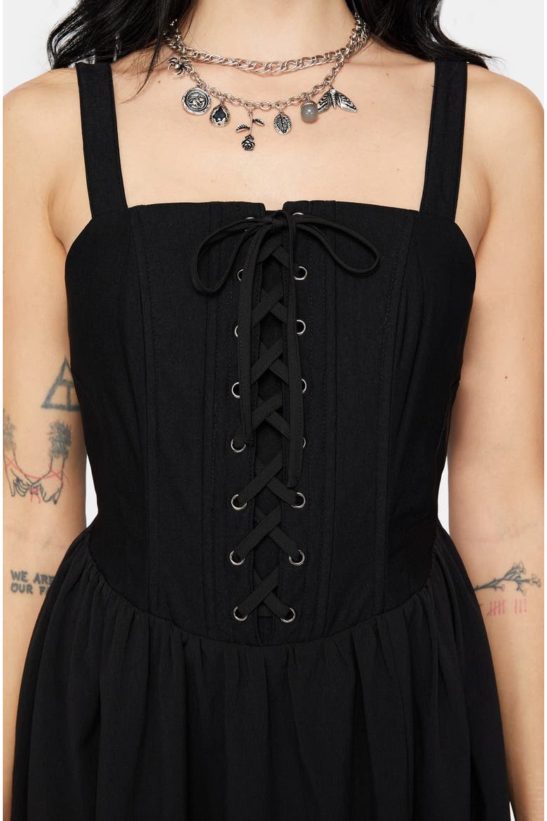 Miranda Midi Corset Dress, Alternate, color, Black