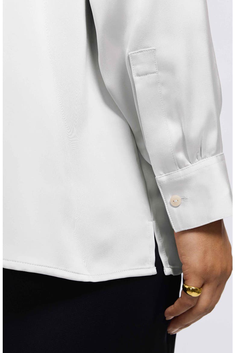 Bianca Satin Button-Up Shirt, Alternate, color, ECRU