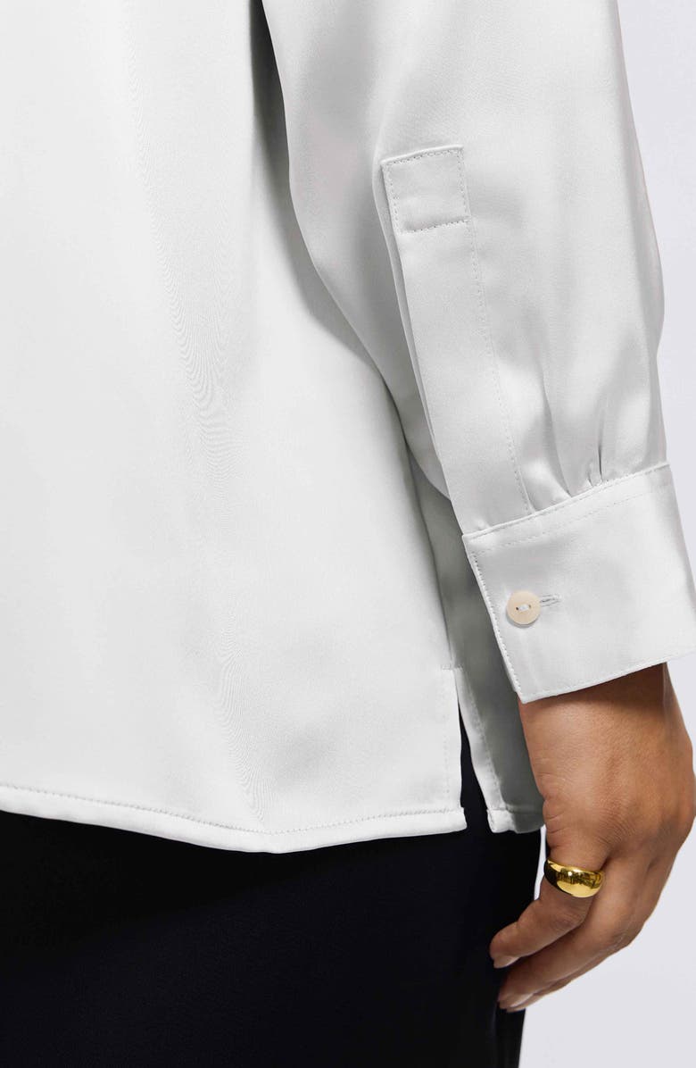 Foxcroft Bianca Satin Button-Up Shirt, Alternate, color, Ecru