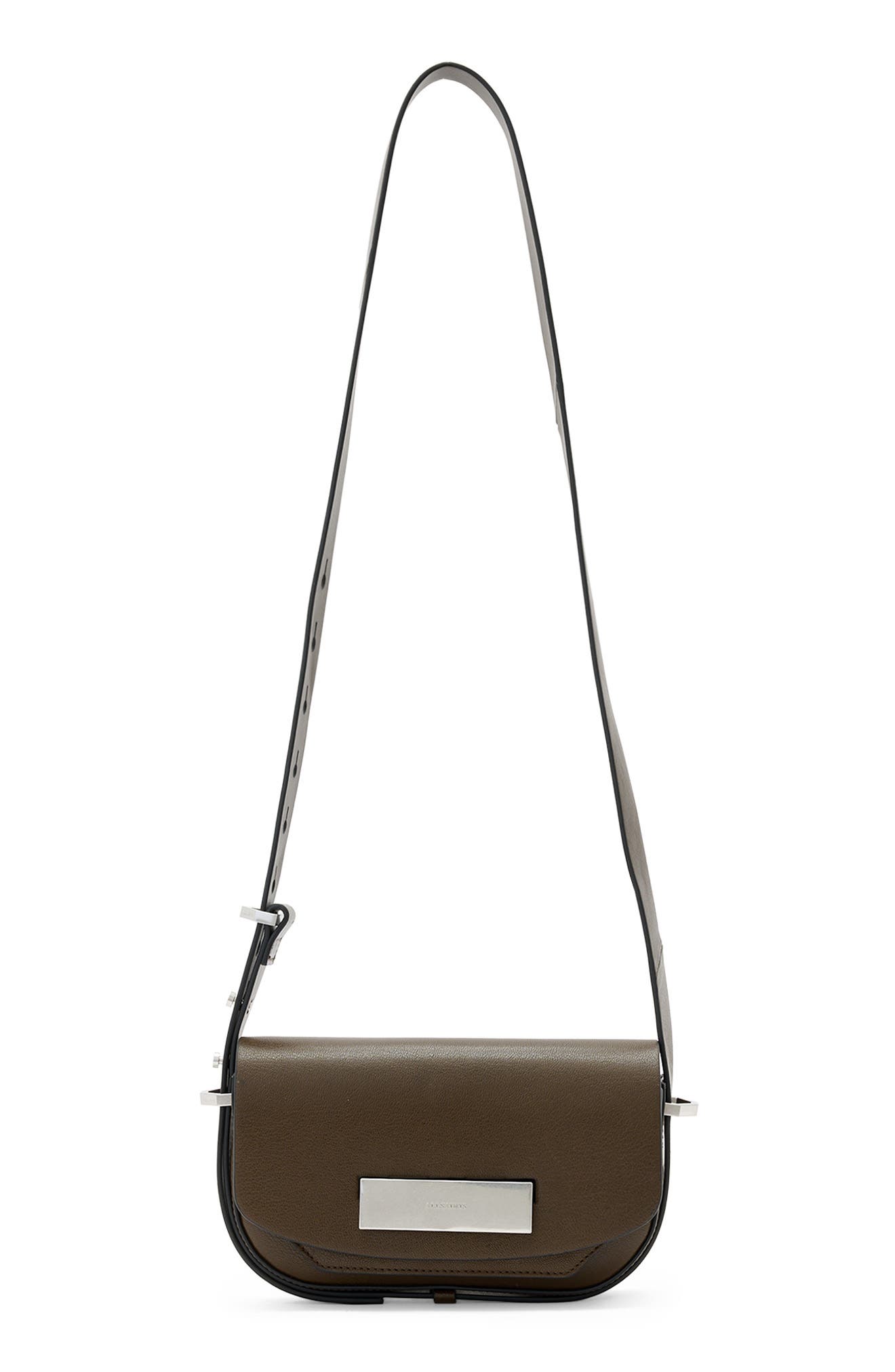 AllSaints Etta Leather Crossbody Bag, Main, color, Fango Brown