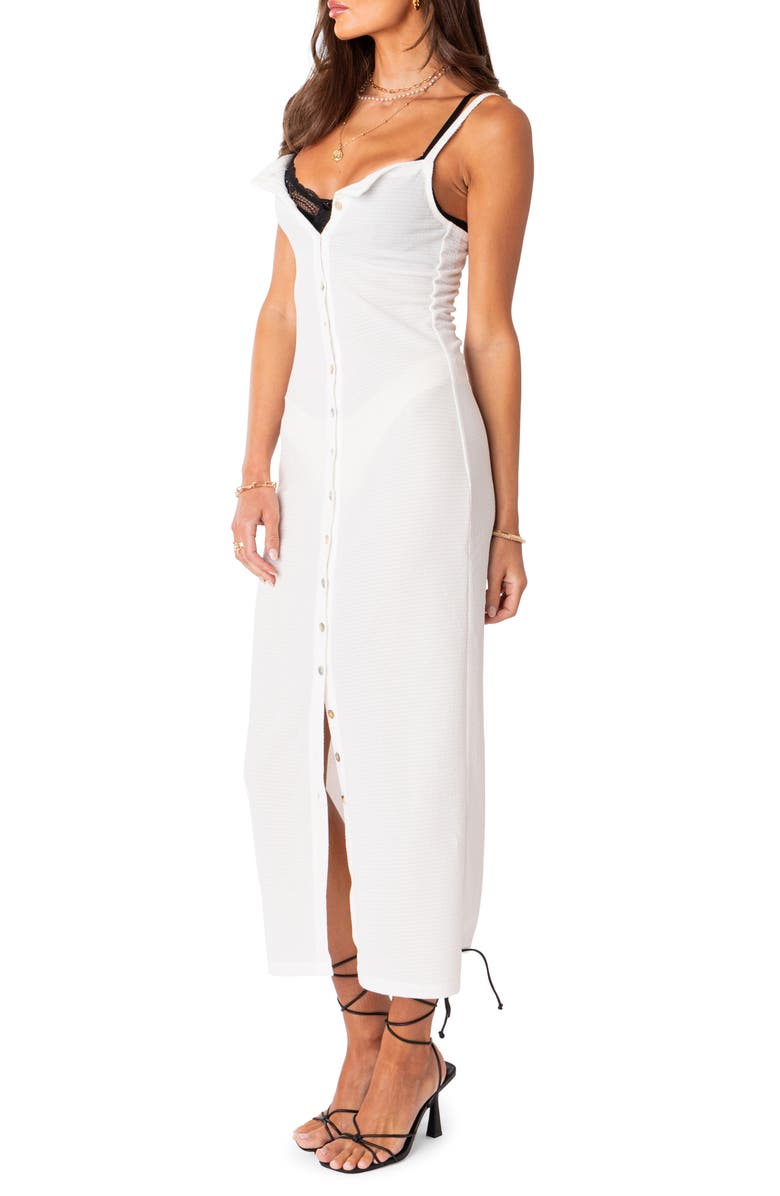 EDIKTED Sable Sheer Button-Up Maxi Dress, Alternate, color, 