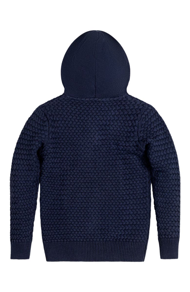 Hope & Henry Baby Boys' Organic Hooded Half Zip Sweater, Infant, Alternate, color, Navy Basketweave