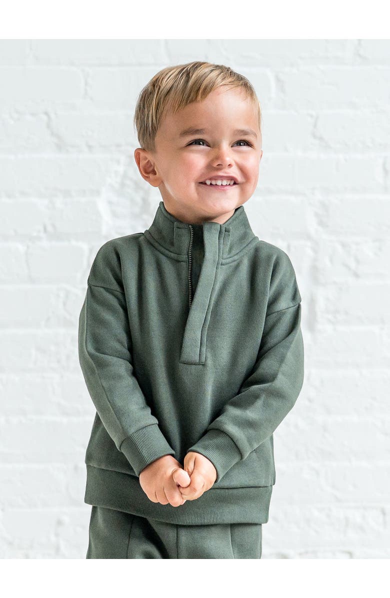 Kendi Eunan Fleece Half Zip Pullover Sweatshirt, Alternate, color, Pine