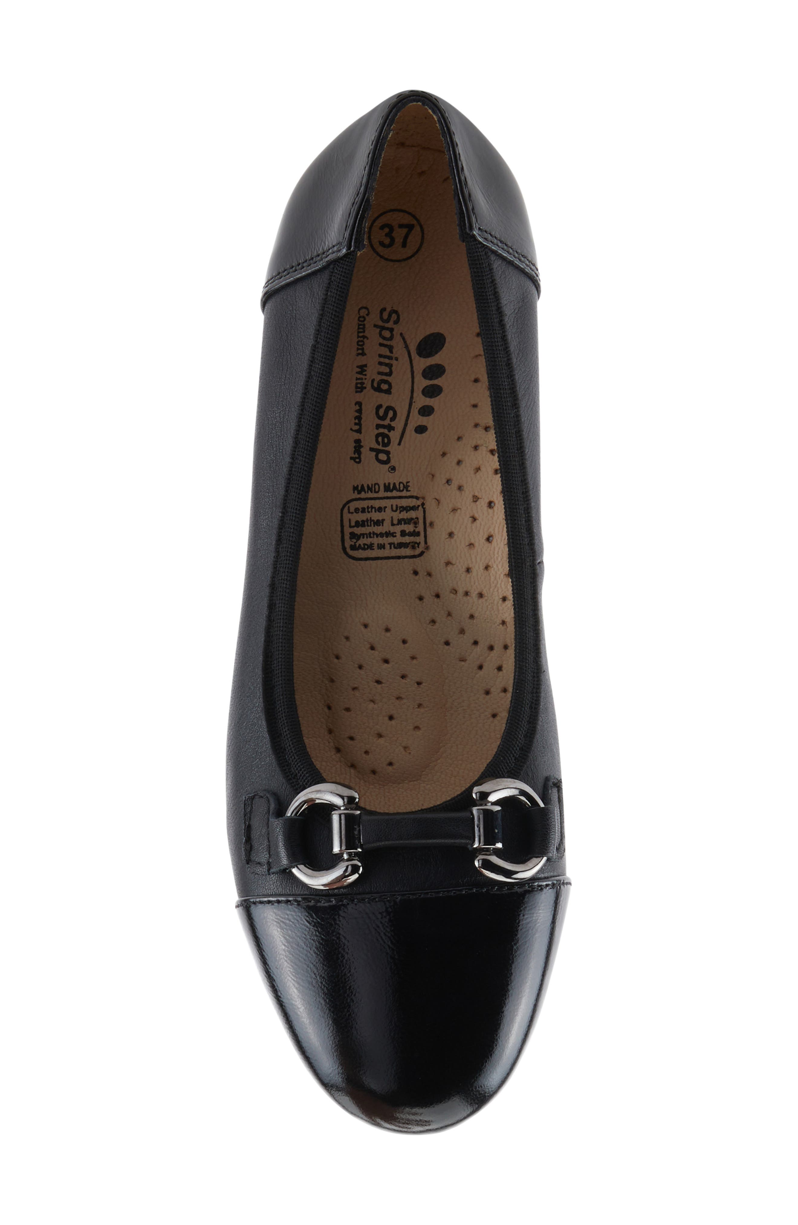 Spring Step Earline Cap Toe Pump, Alternate, color, Black Patent