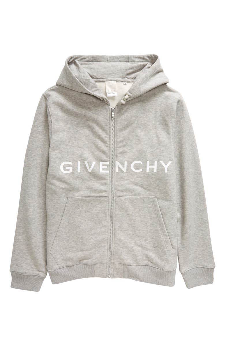GIVENCHY KIDS Kids' 4G Logo Fleece Zip-Up Graphic Hoodie, Main, color, 