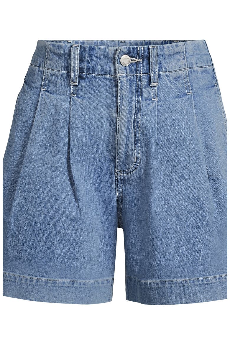 Plus Size Soft Denim High Rise 7" Pleated Trouser Shorts, Alternate, color, Hutton Blue Wash