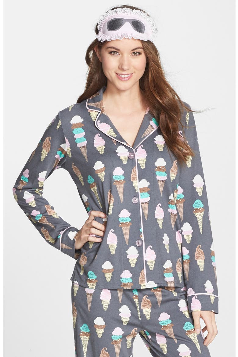Print Jersey Pajamas, Alternate, color, GREY ICE CREAM