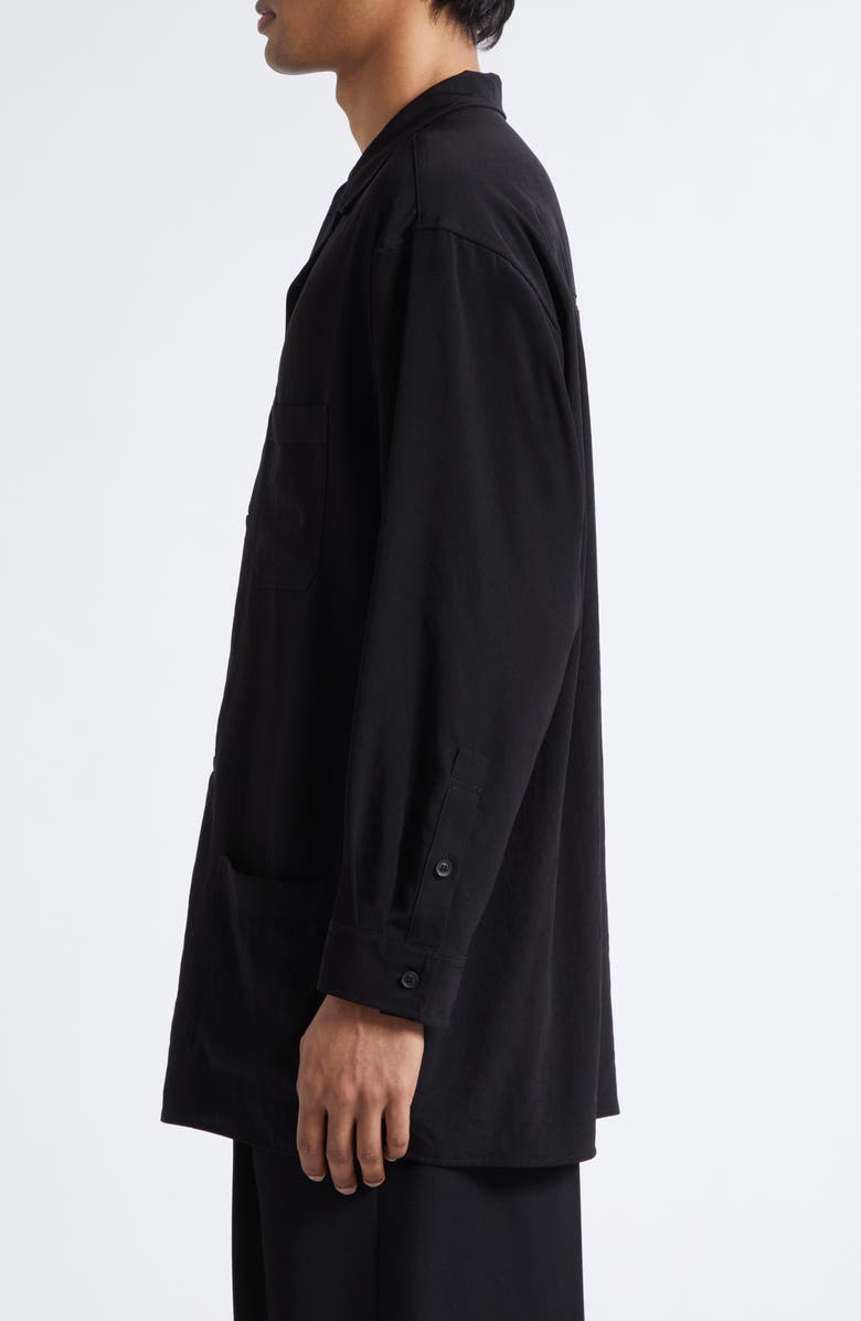 Yohji Yamamoto Oversize Button-Up Shirt, Alternate, color, Black