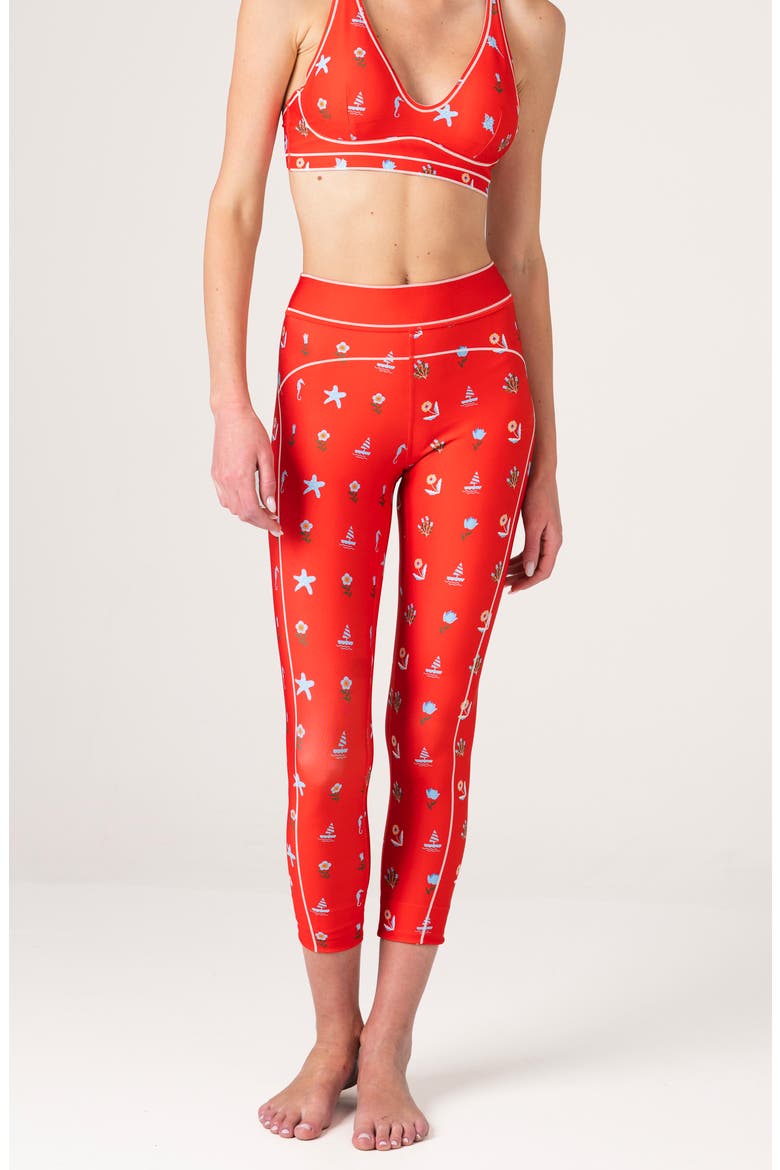 Red Tides High-Waisted 7/8 Leggings, Main, color, Red