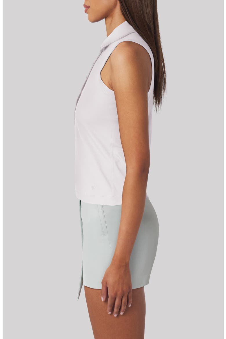 Val Sleeveless Polo with Imitation Pearl Buttons, Alternate, color, WHITE